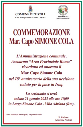 Commemorazione Mar. Capo Simone Cola