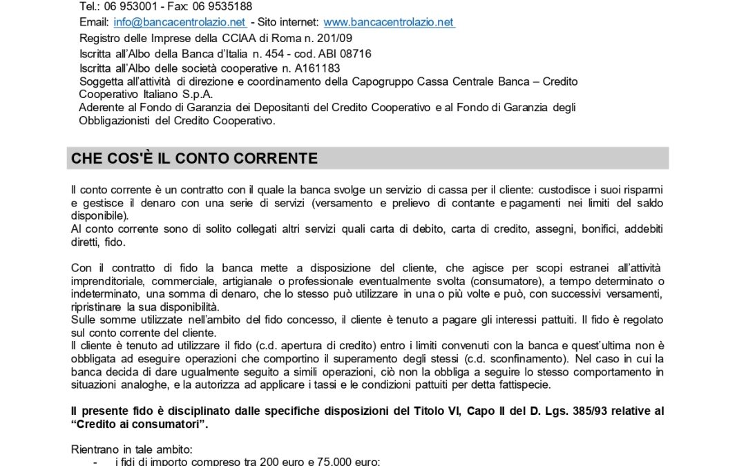 Convenzione Banca Centro Lazio